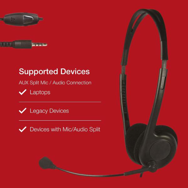 Shintaro Lightweight Headset with Boom Microphone, Inline Volume Control, and 3.5mm Combo Jack - Ideal for Hands-Free Video Chat and Gaming