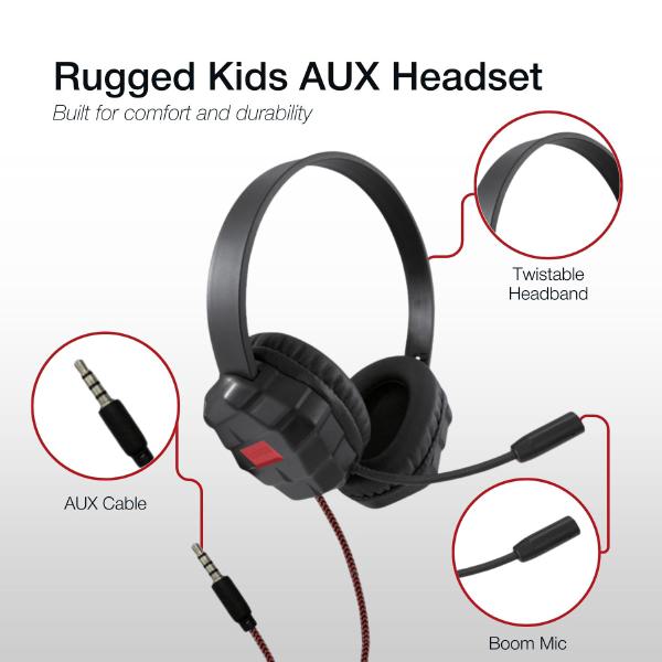 Shintaro Rugged Kids Headsets with Boom Mic, Twistable Headband, and Single Combo 3.5mm Jack - Compatible with Smartphones, Tablets, and PC