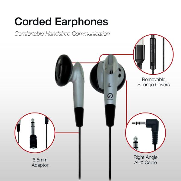 Shintaro Stereo Earphone Kit w/ 3.5mm to 6.5mm Adapter, 1.2m Cable, and Earphone Sponges | Compatible with Audio Devices, Laptops, Phones, & Tablets