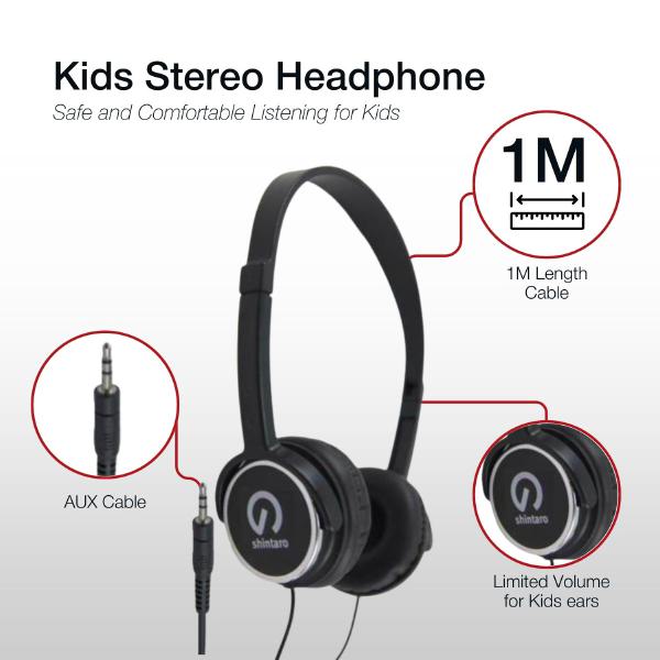 Shintaro Kids Stereo Headphones with Safety Volume Limit, Adjustable Headband, and 1m Cable for S... - Image 5