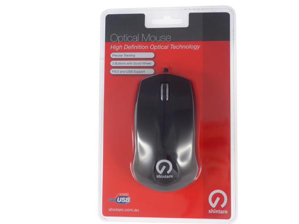 Shintaro 3 Button Optical Mouse with USB 2.0 & PS/2 Adapter - Ergonomic Design for Precision on A... - Image 3
