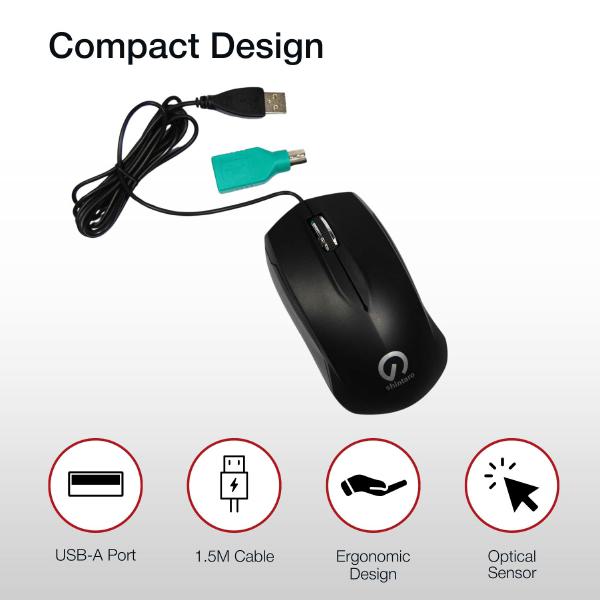 Shintaro 3 Button Optical Mouse with USB 2.0 & PS/2 Adapter - Ergonomic Design for Precision on A... - Image 5
