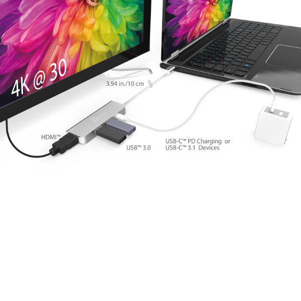 J5create JCD371 USB-C to HDMI & USB 3.1 2-Port with Power Delivery (USB-C to HDMI, 2x USB-A 3.1,... - Image 5