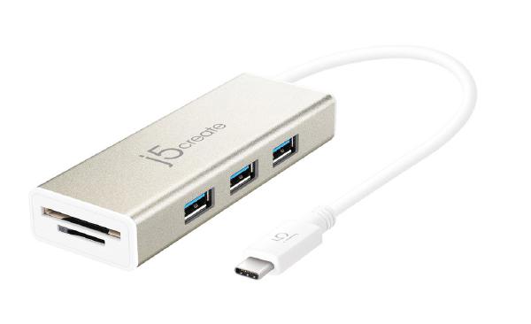 J5create JCH347 USB-C 3 port USB-A HUB with SD & Micro SD card reader - Notebook Accessories