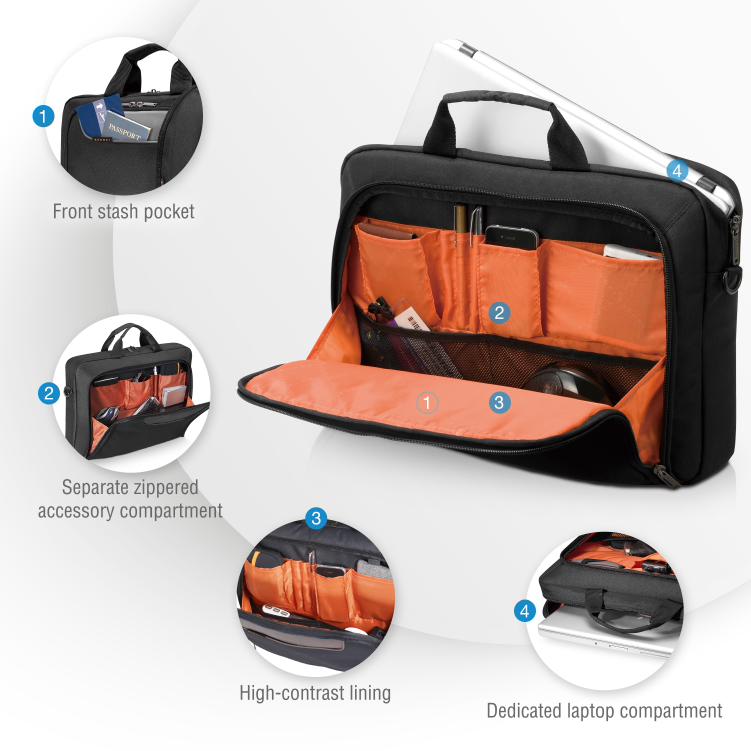 Everki 13.3' - 14' Notebook Case Advance, Non-Slip Shoulder Pad