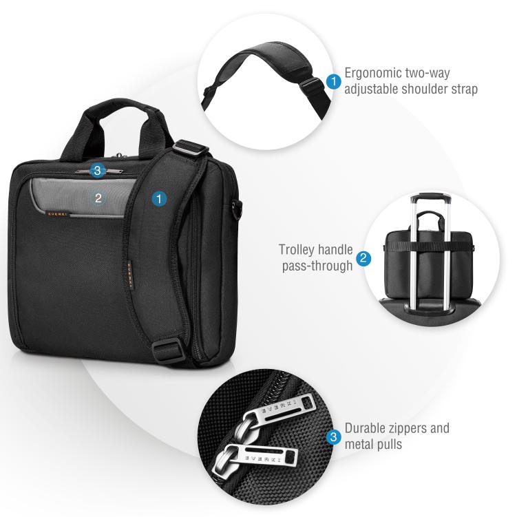 Everki 13.3' - 14' Notebook Case Advance, Non-Slip Shoulder Pad