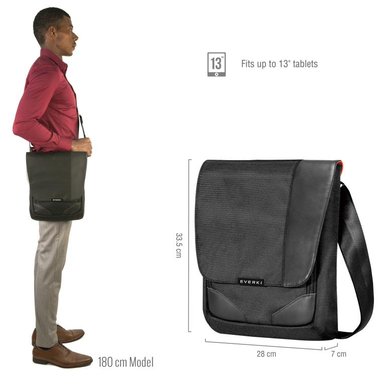 Everki Venue XL Premium RFID Mini Messenger fits iPad Pro 12-Inch, Surface Pro, MacBook 12