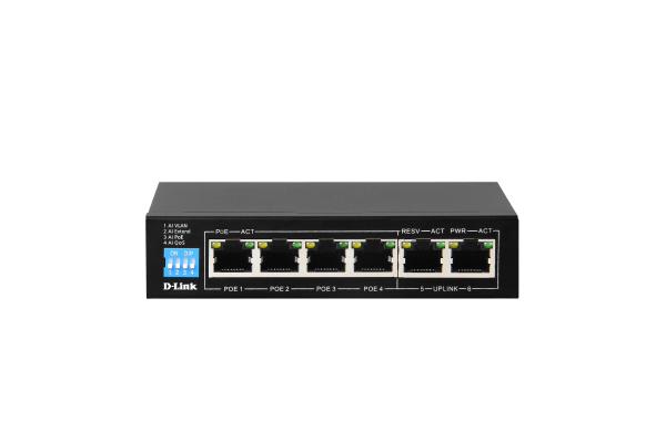 D-Link 6-Port Unmanaged PoE Switch with 4 PoE RJ45 and 2 Uplink RJ45 Ports
