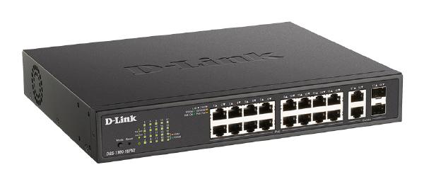 D-Link 18-Port Gigabit Smart Managed PoE Switch with 16 PoE and 2 Combo GE/SFP