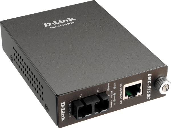 D-Link DMC, 2-Port Media Converters, Management Module, and Chassis with 1 BASE-TX RJ-45 and 1 BASE-FX SC Port, Up to 15 km