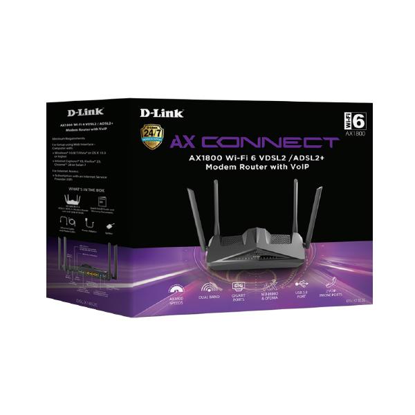 D-Link DSL-X1852E AX1800 Wi-Fi 6 ADSL2/VDSL2+ Modem Router with VoIP - Network - Router - Image 4