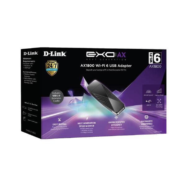 D-Link AX1800 Wi-Fi 6 USB Adapter - Network - Accessories