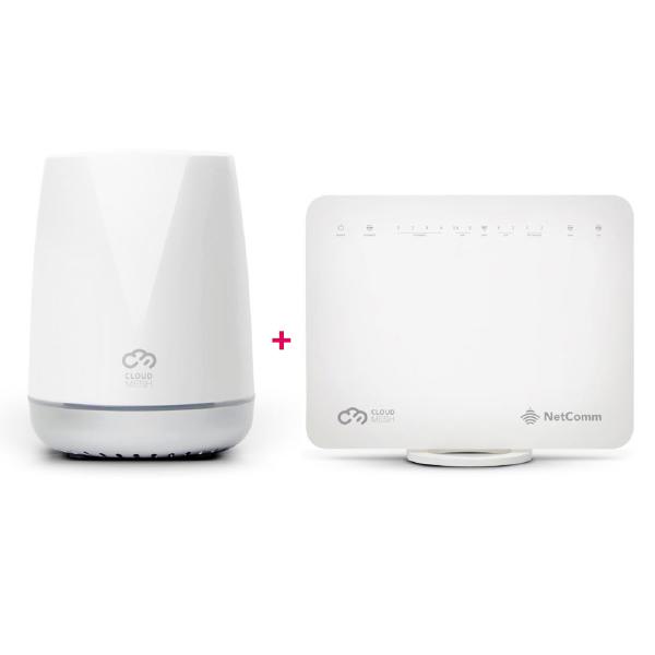 NetComm NF18MESH CloudMesh Wi-Fi 5 VDSL2/ADSL2 Networking Gateway with VoIP +  Netcomm NS-01 Clou...