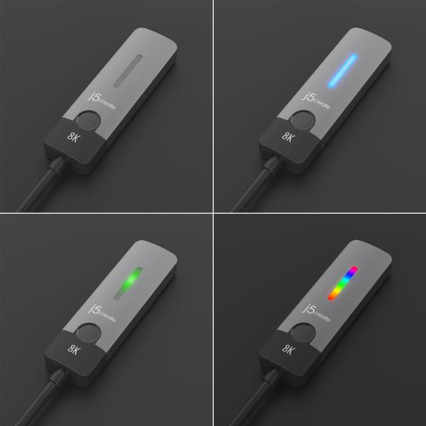 J5create JCA157 USB-C to HDMI 2.1 8K Adapter - Windows / macOS / Chrome OS Compatible - RGB light... - Image 3