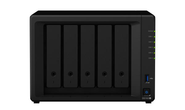 Synology DiskStation DS1522+ 5 Bay 8GB DDR4 AMD Ryzen R1600 2-core 2.6 Hot swappable 4x1GbE RJ-45 2xUSB 3.0 2xeSATA prot1 x Gen3 x2 slot 3yrs wty