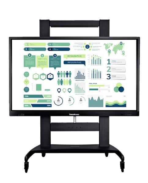 TouchBoard Mobile Height Adjustable Motorised Linear Actuator Lift System. VESA to 1200 x 600mm. Supports panels up to 136kg. Black.