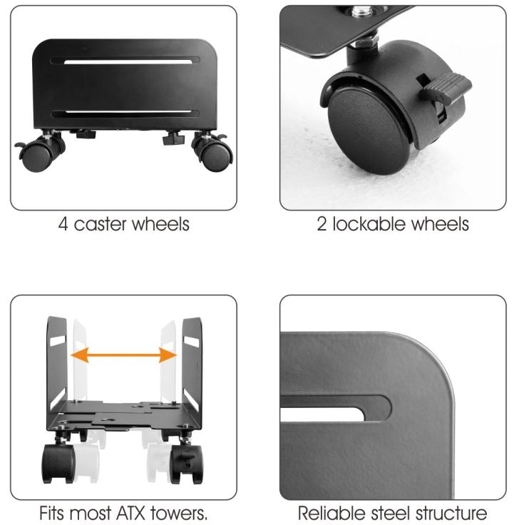 Brateck Mobile ATX Case Stand, For most ATX cases, up to 10kg, 119-209mm (LS)
