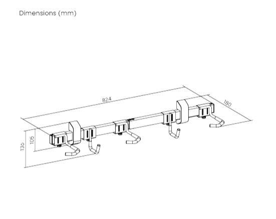 Brateck LBM09-03 CATCH-ALL WALL MOUNTED BIKE RACK FOR 3 BIKES (Black) (LS) - Furniture - Image 4
