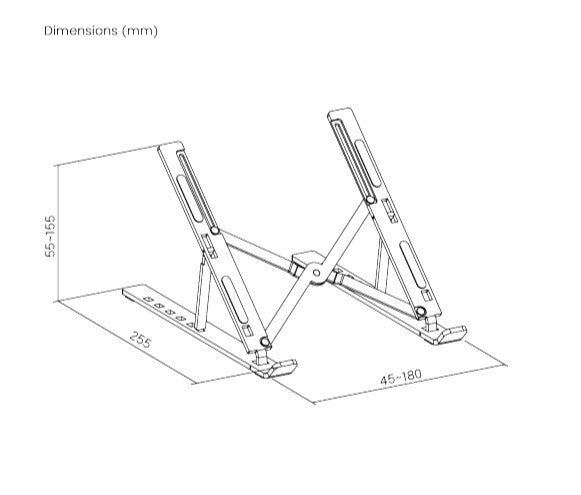 Brateck LPS03-3-03 PORTABLE 6-LEVEL ADJUSTABLE ALUMINUM LAPTOP RISER For most 11'-15' laptops, t... - Image 4