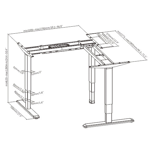 Brateck Triple Motor L-Shape Electric Sit-Stand Desk (Frame only) Three Stage Column 40X80、46X86、... - Image 4