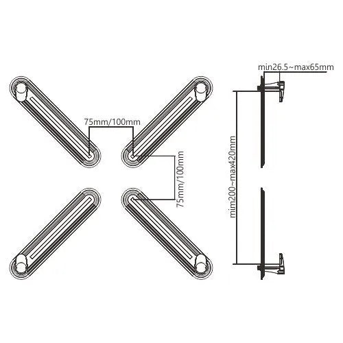 Brateck Four-Arm Monitor Adapter Kit For Non-Vesa Monitor Fit Screen 13'-27' Up to 8kg (LS) - Mon... - Image 3