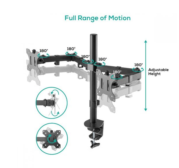 mbeat® Dual-Screen Articulating Monitor Arm with Interchangeable Laptop Holder - Monitor Arms (VESA) - Image 2