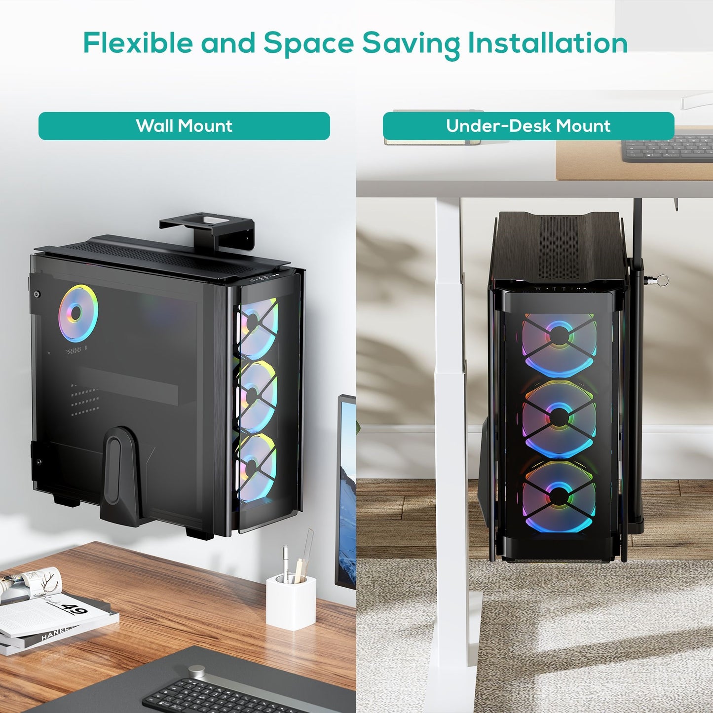 mbeat® activiva Ultra-Wide Adjustable Wall Under-Desk PC Mount ACA-MNT-CPU01K Heavy-duty weight... - Image 4