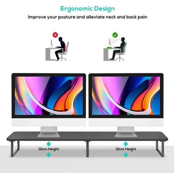 mbeat® activiva Black Dual Monitor Riser Dimensions:1000mm × 260mm × 122mm Fit Screen Size:13'~32' Package Weight:3.5kg