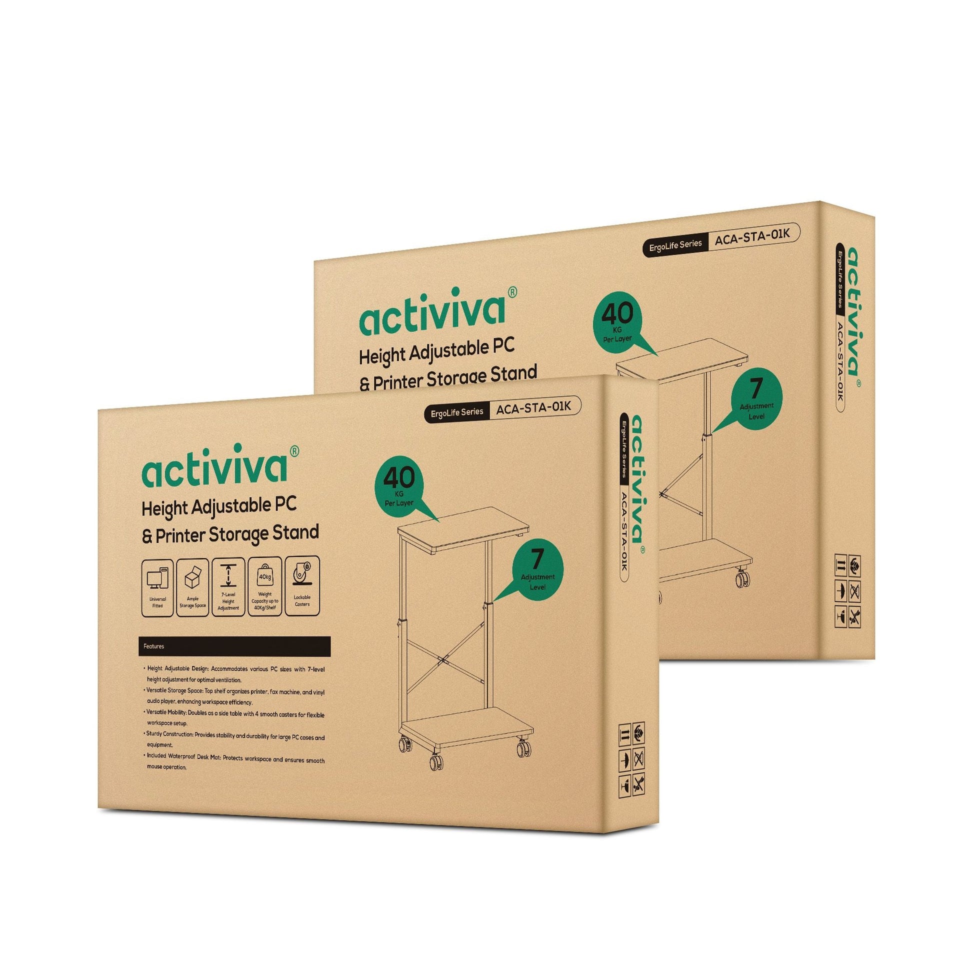 mbeat® activiva Height Adjustable PC  Printer Storage Stand Black Adjustable Shelf Height: 55/60/... - Image 4