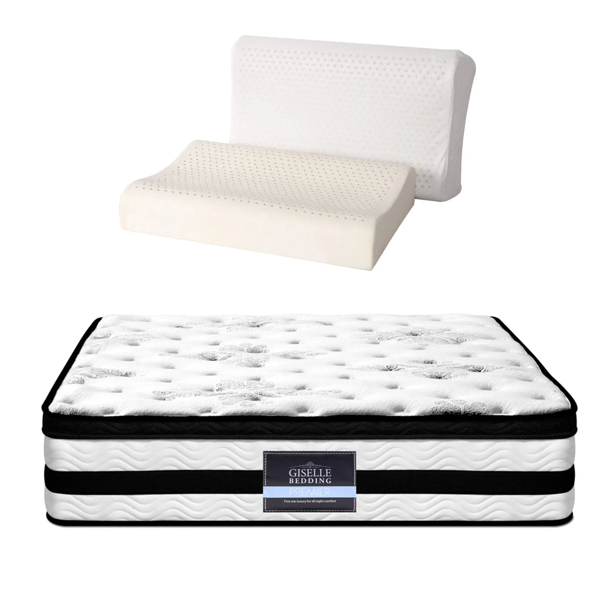 Giselle Queen 34cm 5-Zone Euro Top Pocket Spring Mattress with 2 Natural Latex Contour Pillows - Image 9
