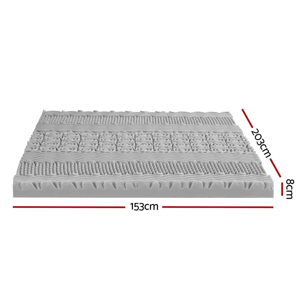 Giselle Bedding 8cm Memory Foam Mattress Topper 7-Zone Graphite Queen - Image 2