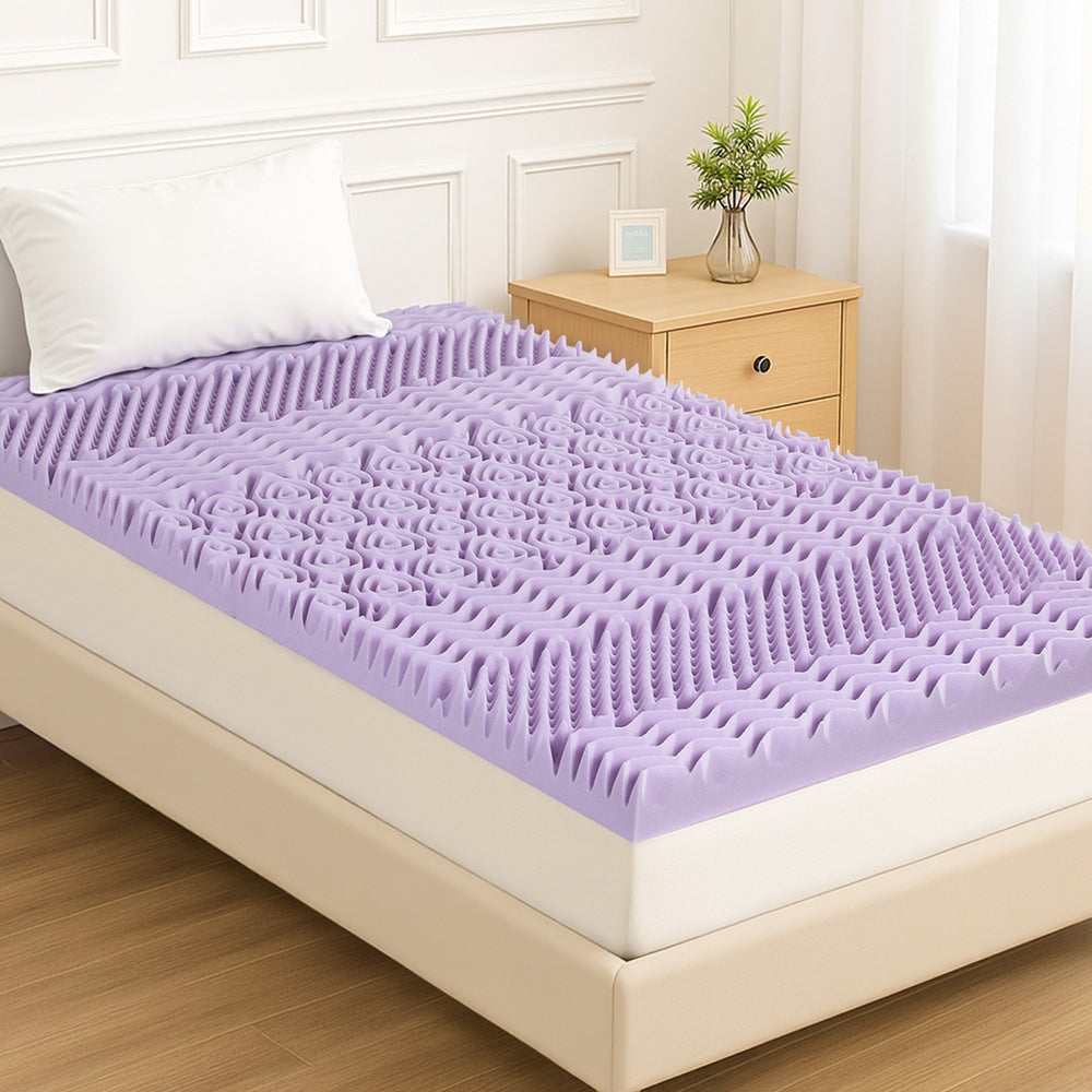 Giselle 8cm Memory Foam Mattress Topper Lavender Infused Bamboo Cover 7-Zone Single - Image 7