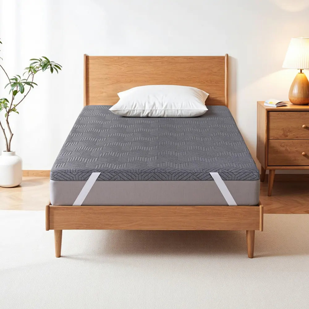 Giselle 8cm Memory Foam Mattress Topper Gel Dual Layer Foam Bamboo Single - Image 7