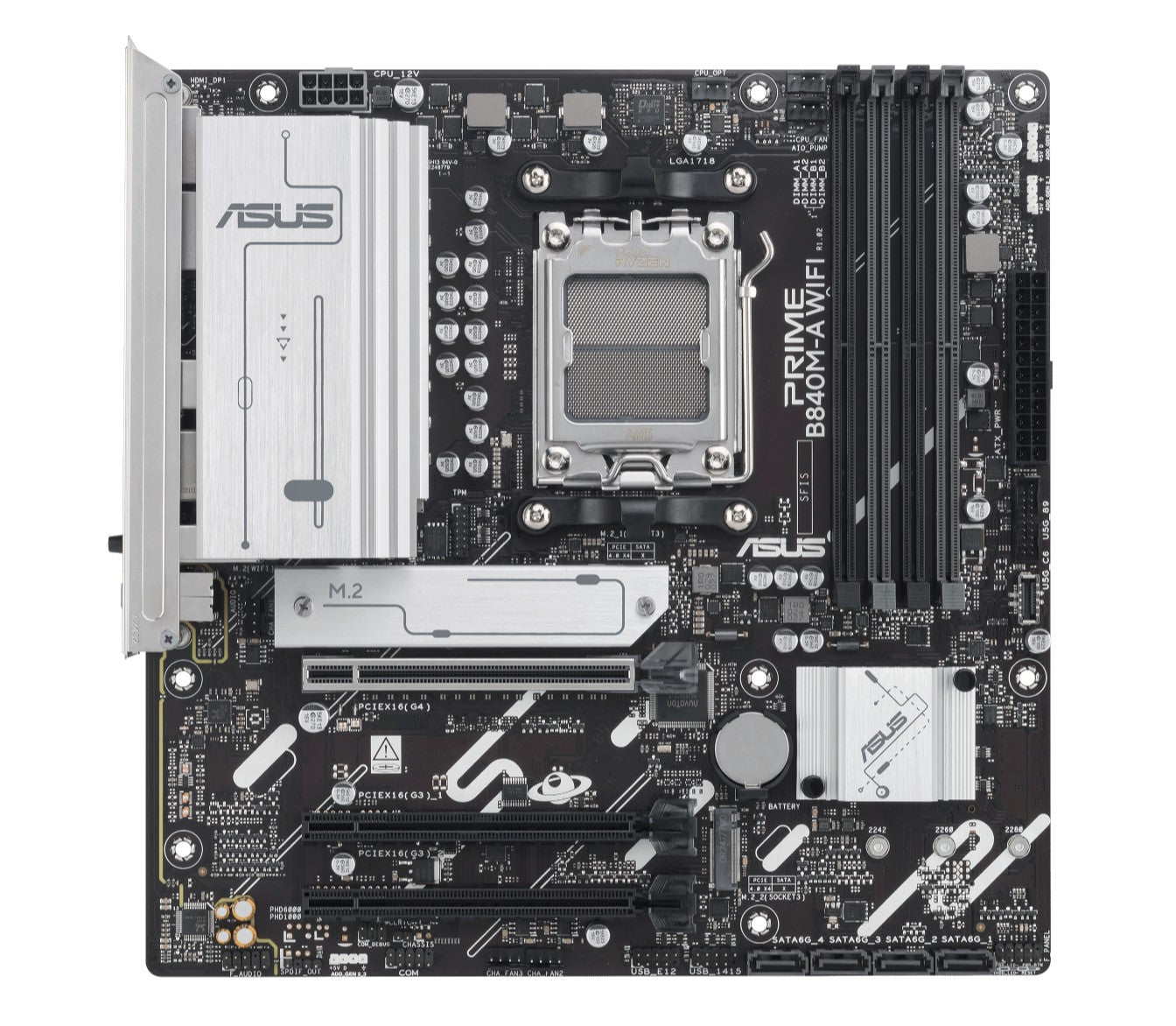 ASUS AMD PRIME B840M-A WIFI-CSM (AM5) Micro ATX Motherboard, DDR5 192GB, 2x PCIe 4 x16 slot, 3x M...