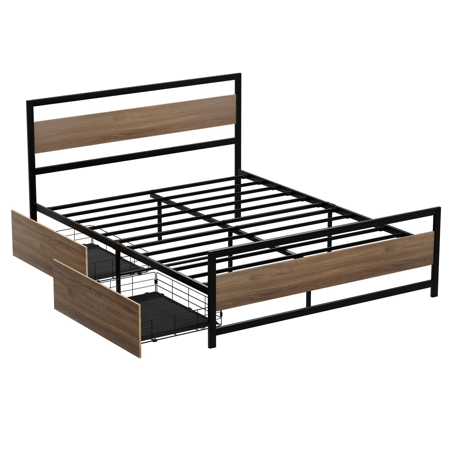 Artiss Bed Frame Queen Size Metal Frame with 2 Drawers DREW - Image 8