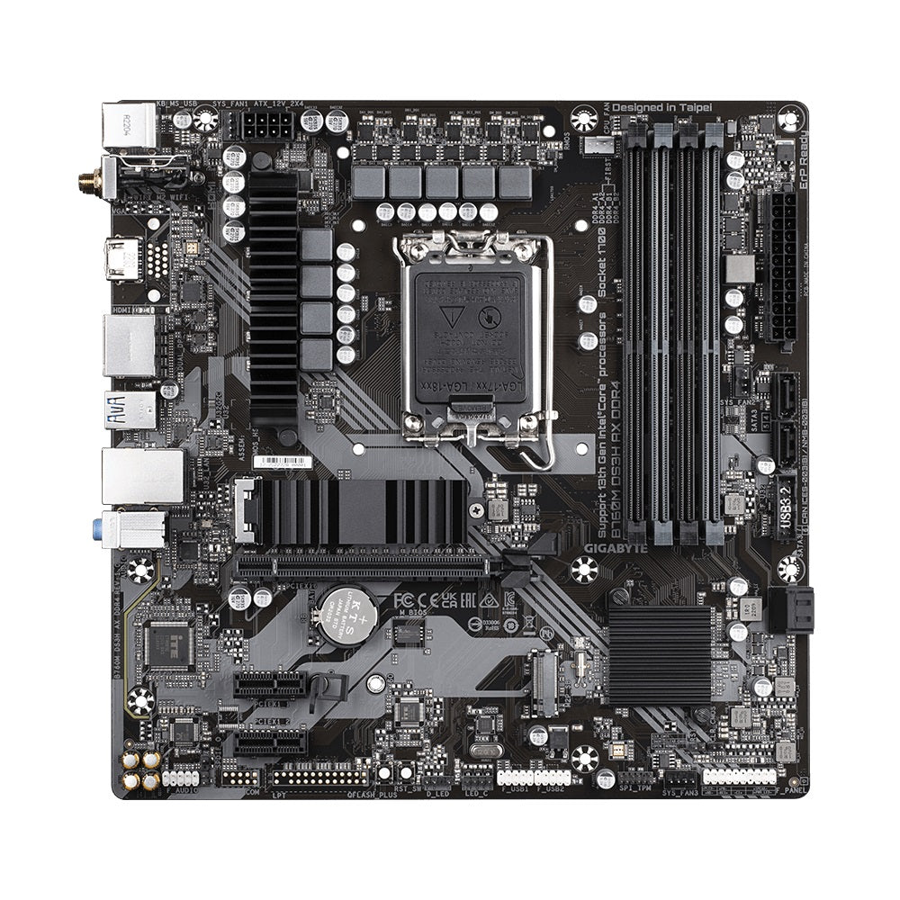 Gigabyte B760M DS3H AX DDR4 Intel LGA 1700 m-ATX Motherboard, 4x DDR4 ~128GB, 1x PCI-E x16, 1x PC... - Image 2
