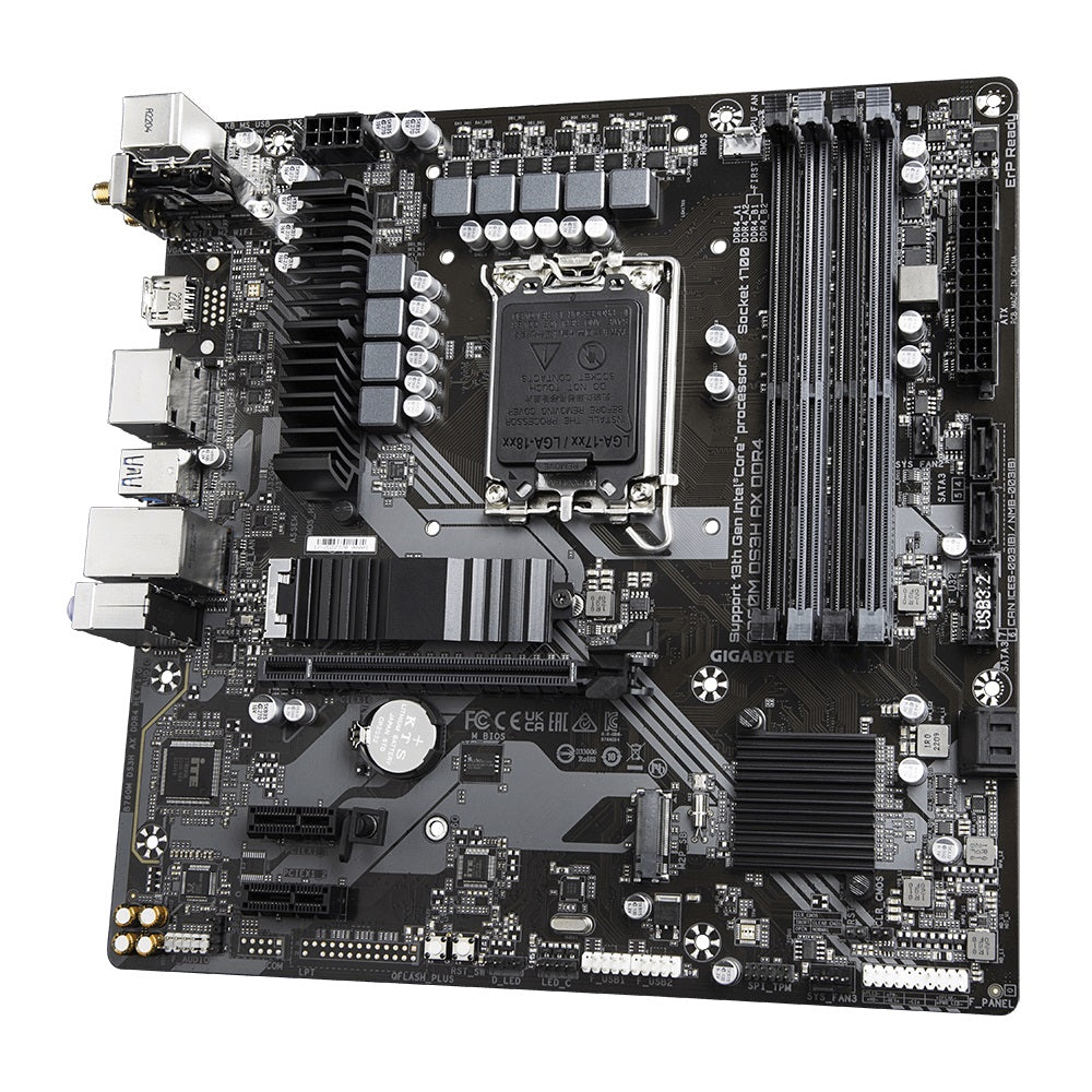Gigabyte B760M DS3H AX DDR4 Intel LGA 1700 m-ATX Motherboard, 4x DDR4 ~128GB, 1x PCI-E x16, 1x PC... - Image 3