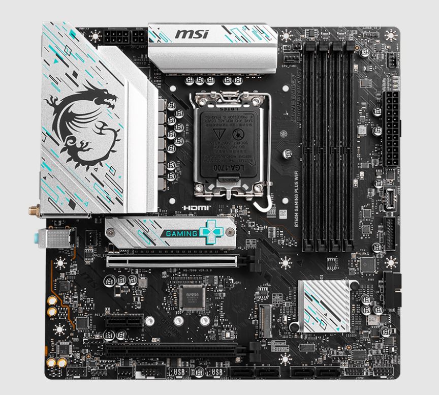 MSI B760M GAMING PLUS WIFI ATX Motherboard, 4x DDR5~192GB, 5x PCI-E x 16, 2x M.2, 4x SATA, 2x US... - Image 2