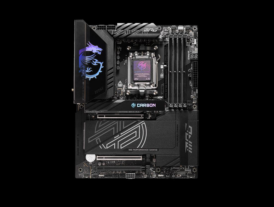 MSI MPG X870E CARBON WIFI, AMD AM5 ATX Motherboard 4x DDR5~256GB, 3x PCIe x16, 4x M.2, 9x USB 3.2... - Image 2