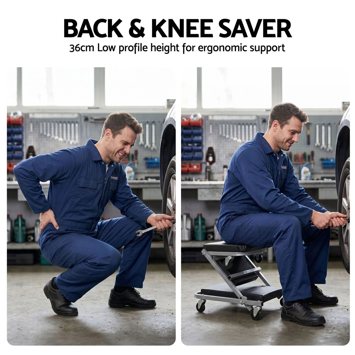 Giantz Garage Creeper 2-in-1 Mechanic Stool Rolling Automotive Z Creeper Seat - Image 9