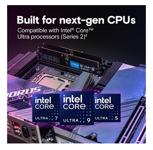 Crucial 32GB (2x16GB) DDR5 CUDIMM 6400MHZ CL52 Desktop PC Memory for Intel Core Ultra Processors... - Image 3