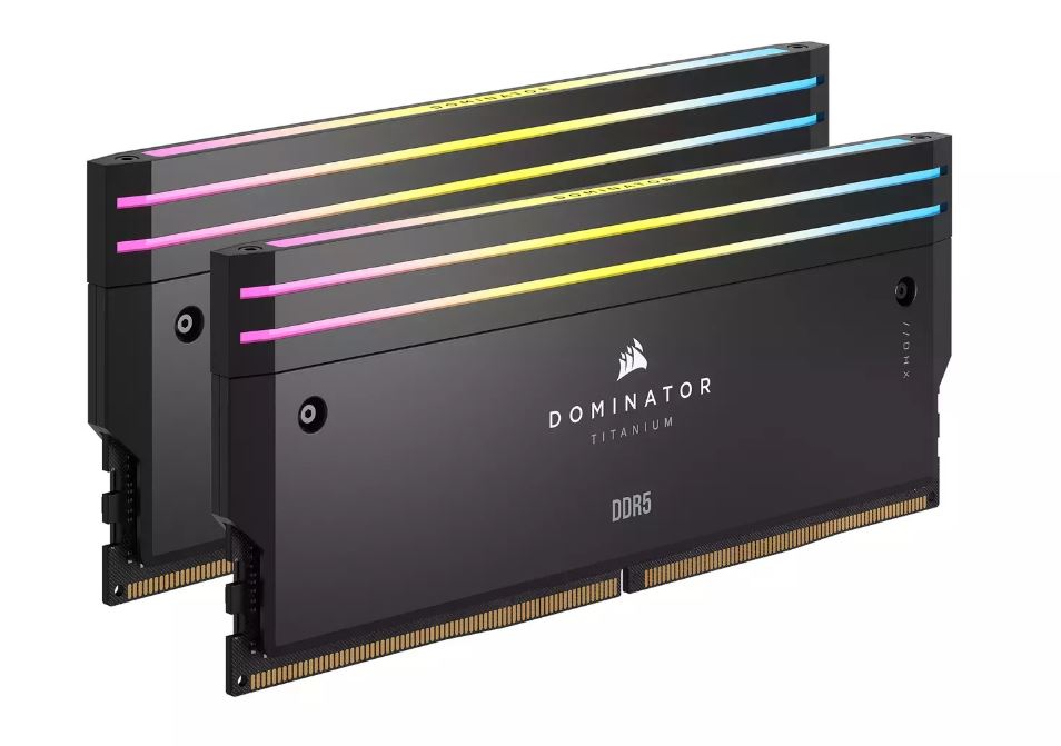 Corsair DOMINATOR® TITANIUM RGB 64GB (2x32GB) DDR5 DRAM 6400MT/s CL32 Intel XMP Memory Kit — Black - Image 2