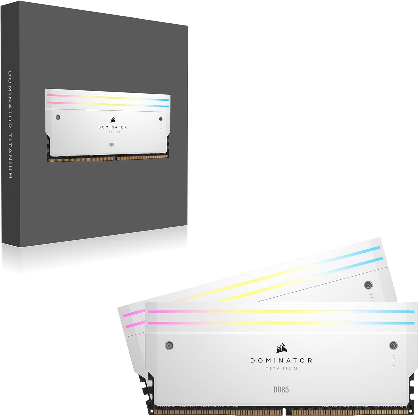 Corsair DOMINATOR® TITANIUM RGB 96GB (2x48GB) DDR5 DRAM 6600MT/s CL32 Intel XMP Memory Kit — WHITE - Image 4