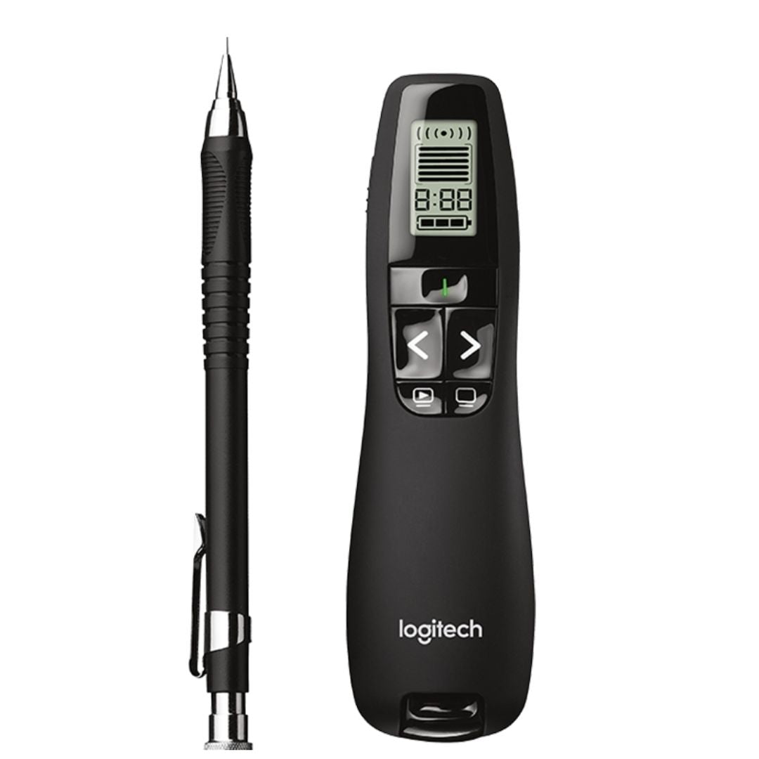 Logitech R800 Laser Presentation Remote LCD display time tracking 30m Range, 2.4GHz Instuitive slideshow controls ~MILT-R700PRO 910-003508