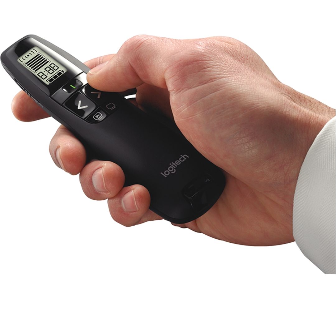 Logitech R800 Laser Presentation Remote LCD display time tracking 30m Range, 2.4GHz Instuitive slideshow controls ~MILT-R700PRO 910-003508