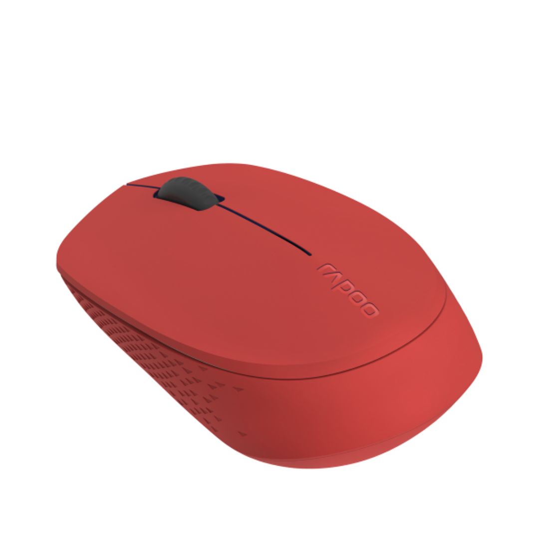 RAPOO M100 2.4GHz Bluetooth 3 / 4 Quiet Click Wireless Mouse Red - 1300dpi Connects up to 3 Devices, Up to 9 months Battery Life