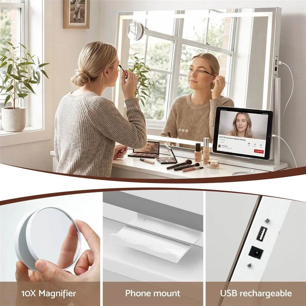 Embellir 90x60cm Makeup Mirror 360 degree Rotatable Vanity Mirror 10x magnifing - Image 9