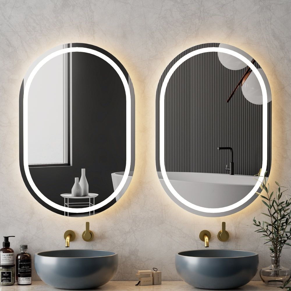 Embellir 2 LED Wall Mirror With Light 50X75CM Bathroom Decor Oval Mirrors Vanity - Image 7