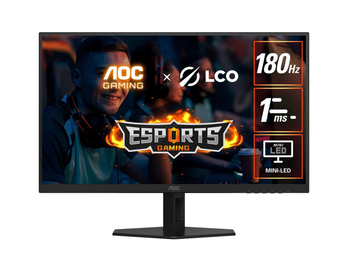 AOC 27' QD-MiniLED Monitor – QHD 180Hz, 1ms, 5000:1 contrast, 1200 nits peak HDR, Quantum Dot VA,...