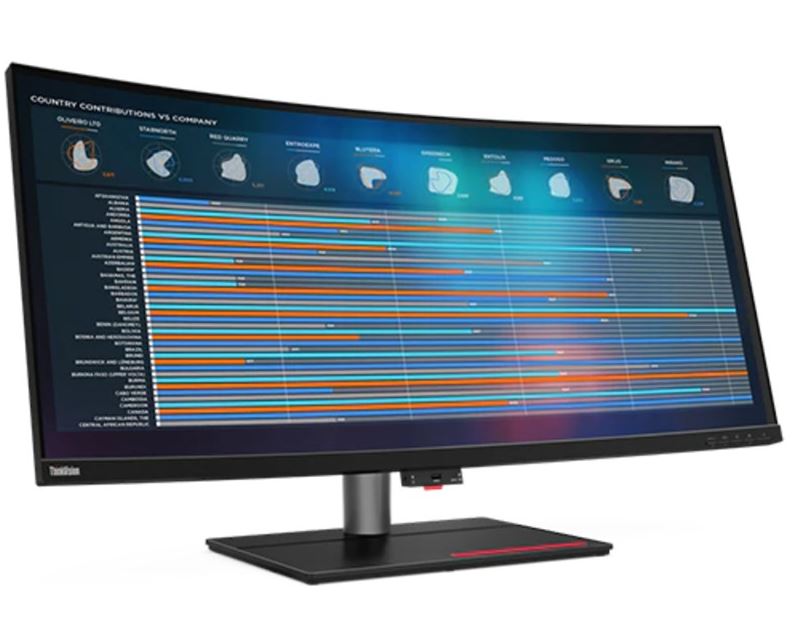 LENOVO ThinkVision P40w-20 40' WUHD Curve Monitor IPS 5K 5120x2160 21:9 Height Adjustable Tilt Swivel DP HDMI TBT4 USB-C Hub USB-B LAN Audio 4xUSB